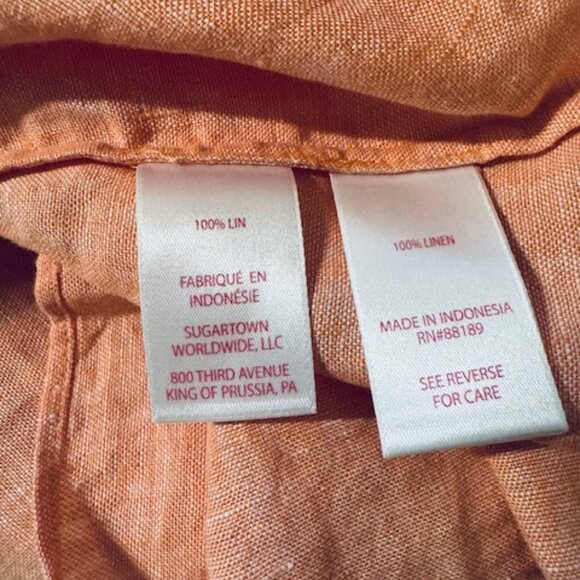 Lilly Pulitzer Linen Kavalla Sleeveless Ruffle Top - Papaya X Resort White Sz M - Picture 3 of 4